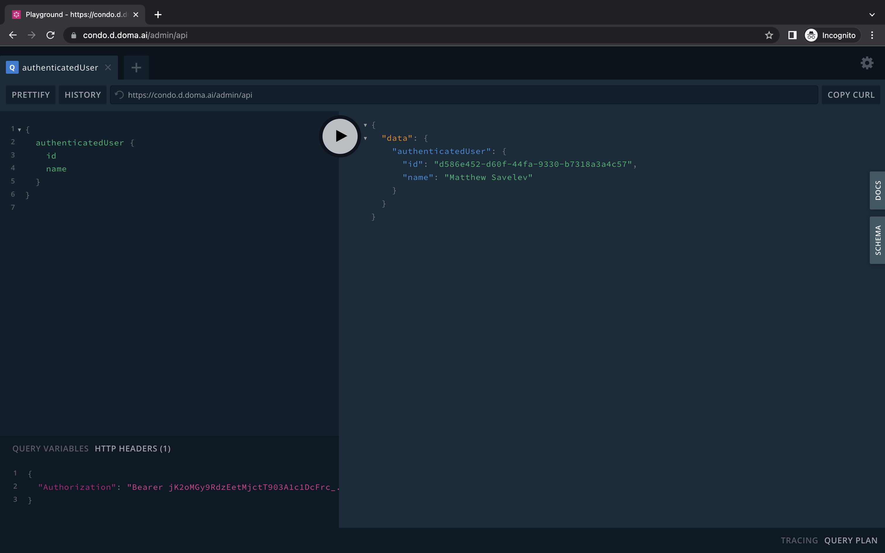 Authenticated user info